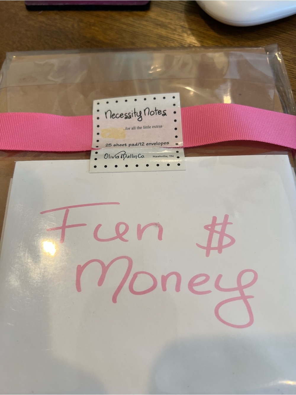Pink Sitter Notes Notepad, Envelopes, and case with Ribbon - Picture 2 of 4